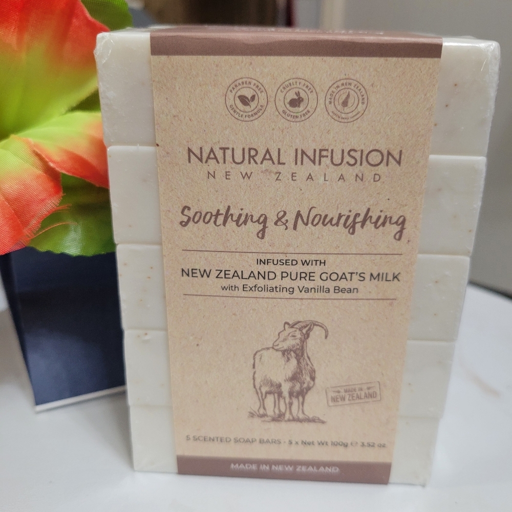 Natural Infusion New Zealand Pure Goat's Milk Soap Bars 1 X 5 Pk 3.5 oz